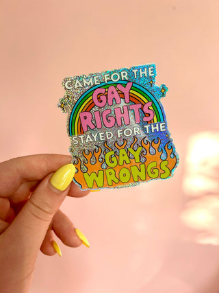 Gay Wrongs Glitter Sticker