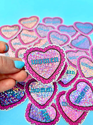 Heart Women Glitter Sticker