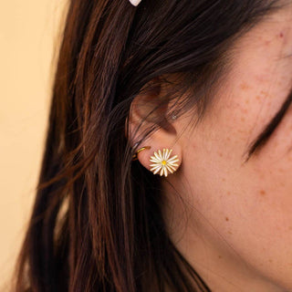 22k Gold Daisy Enamel Earrings